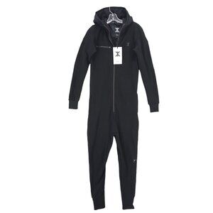 NWT ONEPIECE Slow Jumpsuit Black Hooded Cotton Blend Long Sleeve Unisex Size XS
